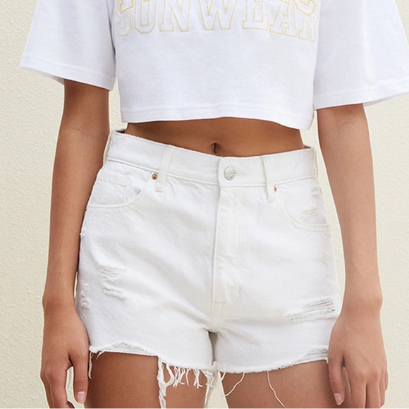 Pacsun White Festival Jean Shorts Size 22 - Picture 1 of 4